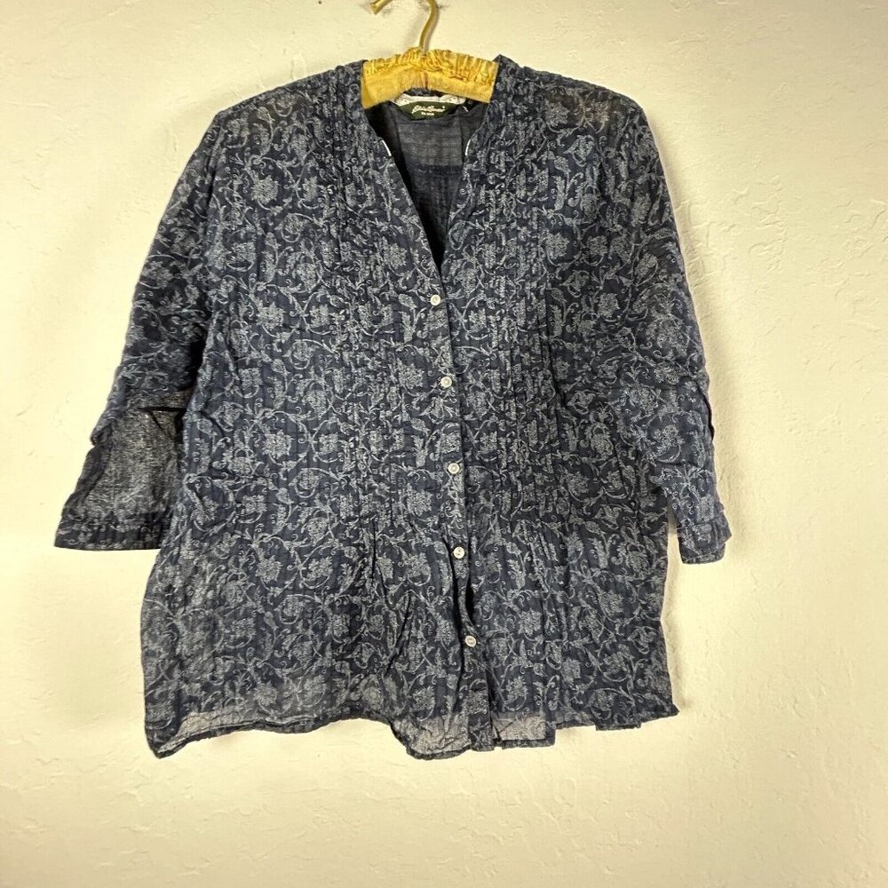 Eddie Bauer Blue Floral Blouse
